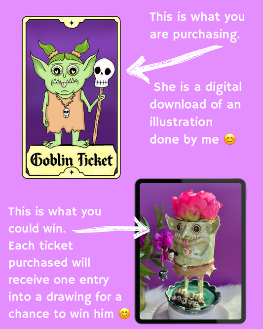Ticket for a chance to win Prince Piddlepot- the peeing goblin planter.  Please read listing 💜